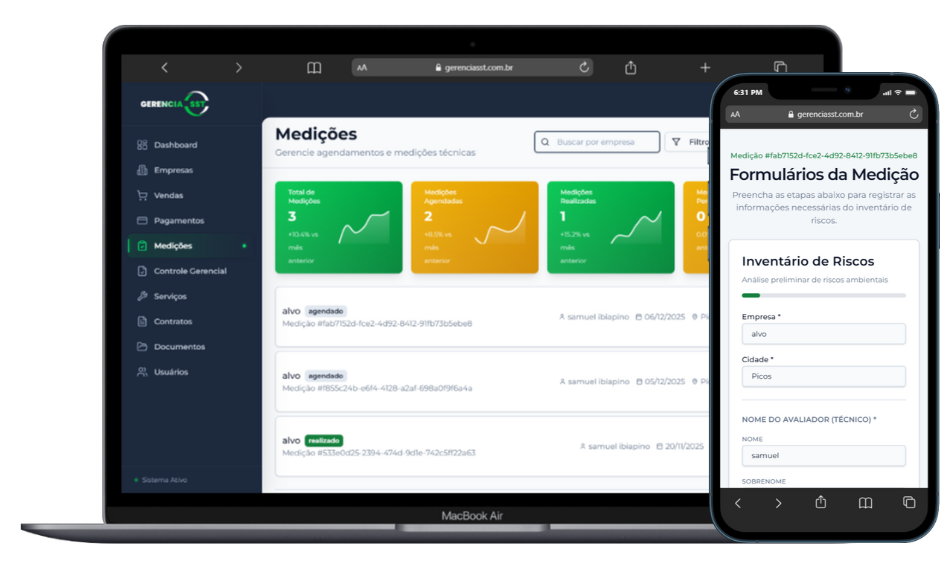 Gerencia SST - Desktop e Mobile